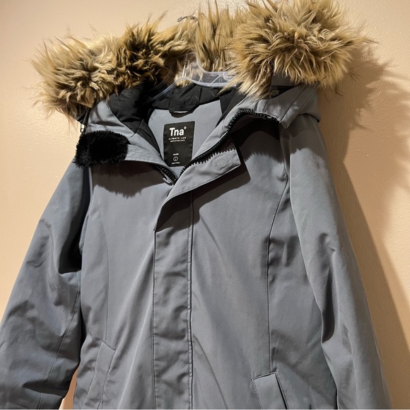 Aritzia TNA Haven Mid Length Parka Evening Dove Size L - Picture 12 of 16